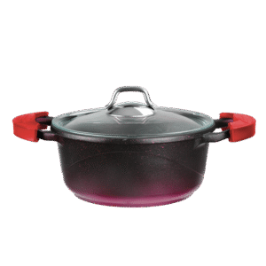 Olla grande antiadherente efecto granito con tapa de vidrio – 24 cm/32 cm